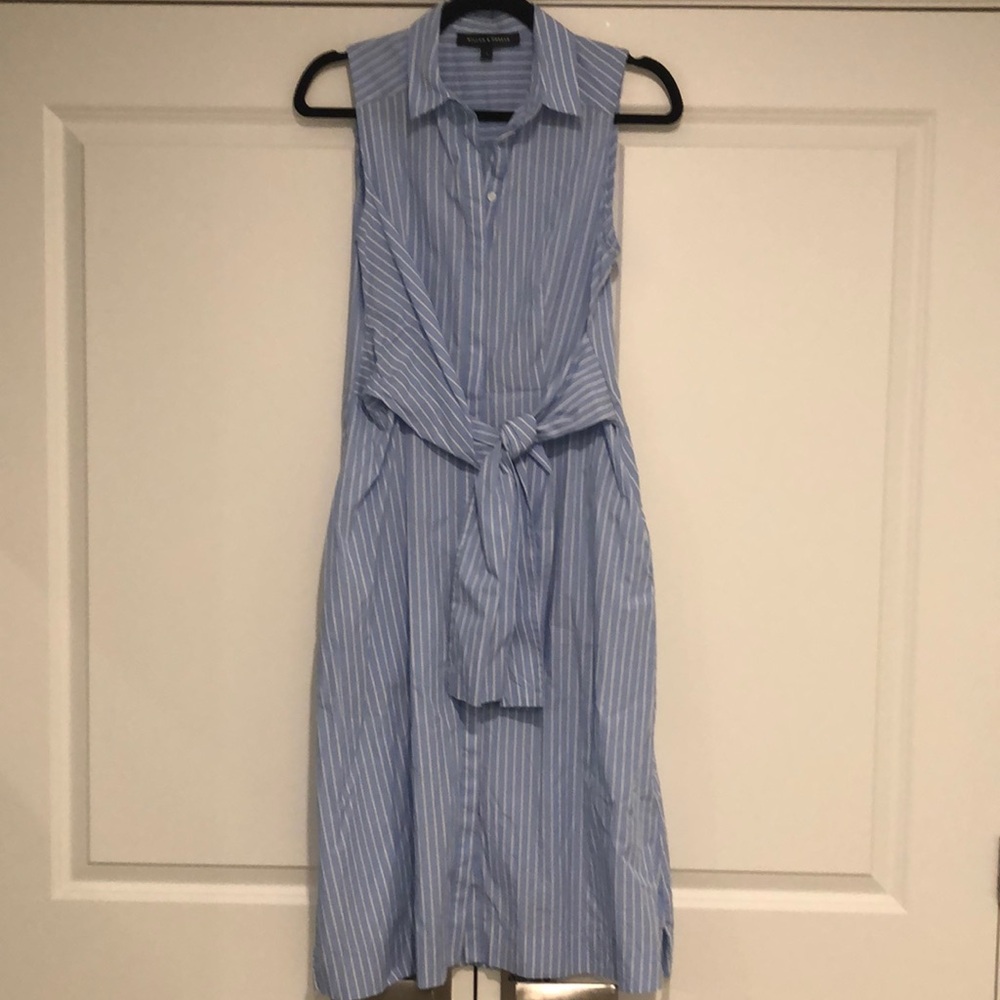 Blue Striped Sleeveless Dress